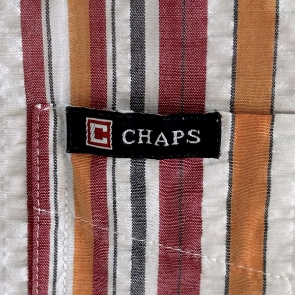 CHAPS - SIZE MEDIUM - MULTI-COLOR STRIPPED - SEERSUCKER FABRIC - GOOD COND - B18 - Picture 5 of 7